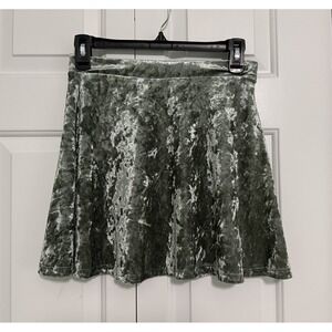 Fairy core Style FOREVER 21 Sage Green Crushed Velvet Mini Skirt Womens Sz M
